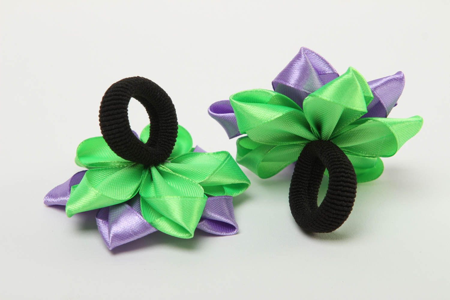 Handmade satin flower scrunchies for girls satin scrunchies hair accessories photo 4