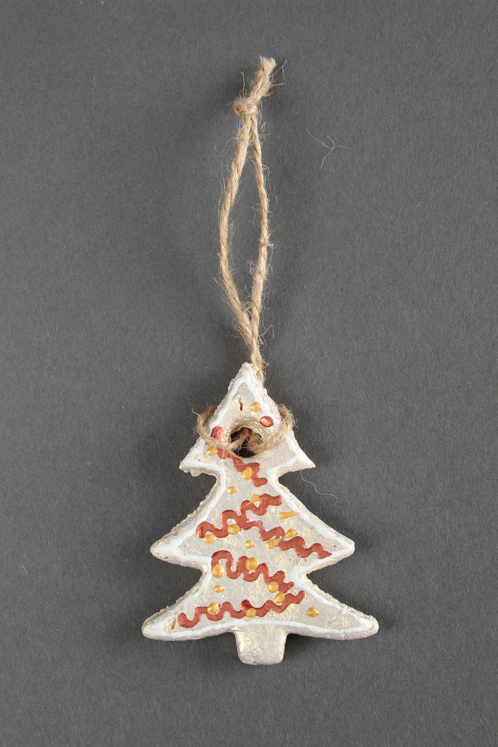 Deko Weihnachtsbaum handmade Figur aus Salzteig weißer Weihnachtsbaum Schmuck foto 3