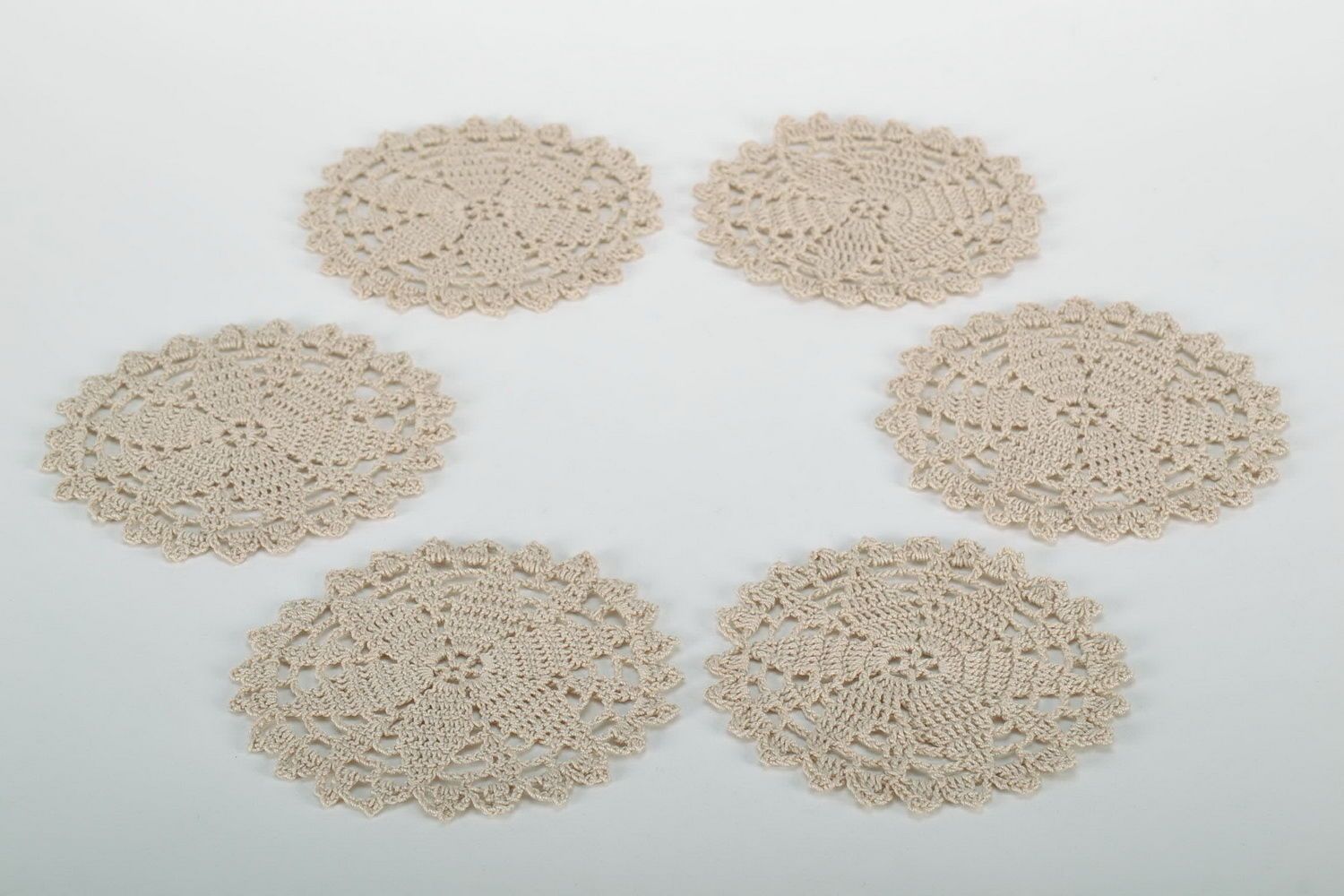 Set of knitted lace napkins photo 4
