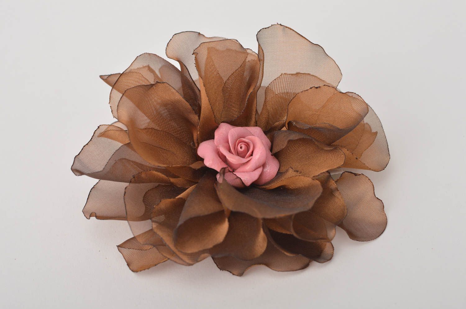 Broche artesanal con forma de rosa  pinza para el cabello regalo original foto 2
