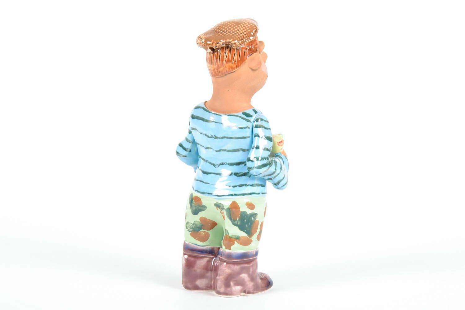 Figurine céramique faite main 'Pêcheur' photo 2