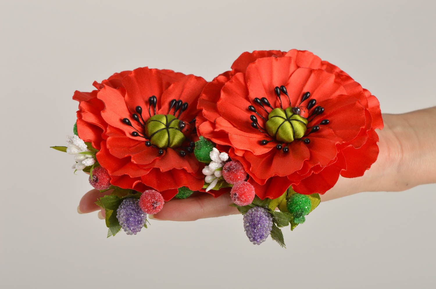 Blume Haarspangen handgemachte Schmucke Accessoires für Mädchen 2 Stück foto 2