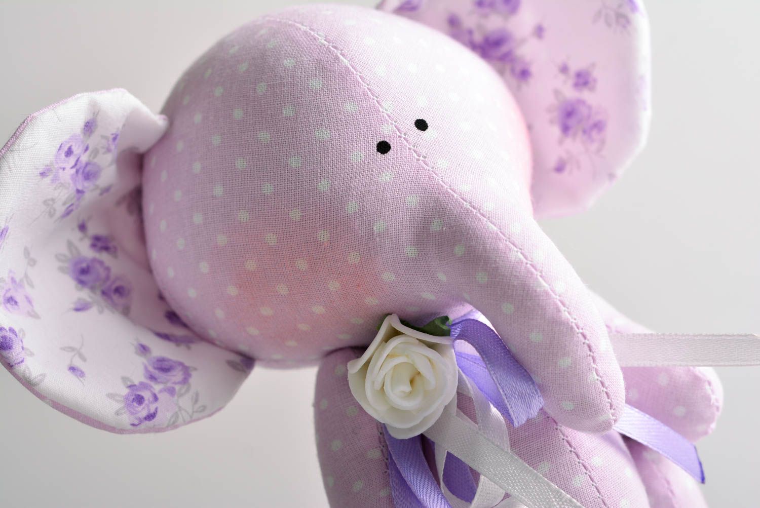 Juguete artesanal decoración para interior muñeco de peluche elefante lila foto 3