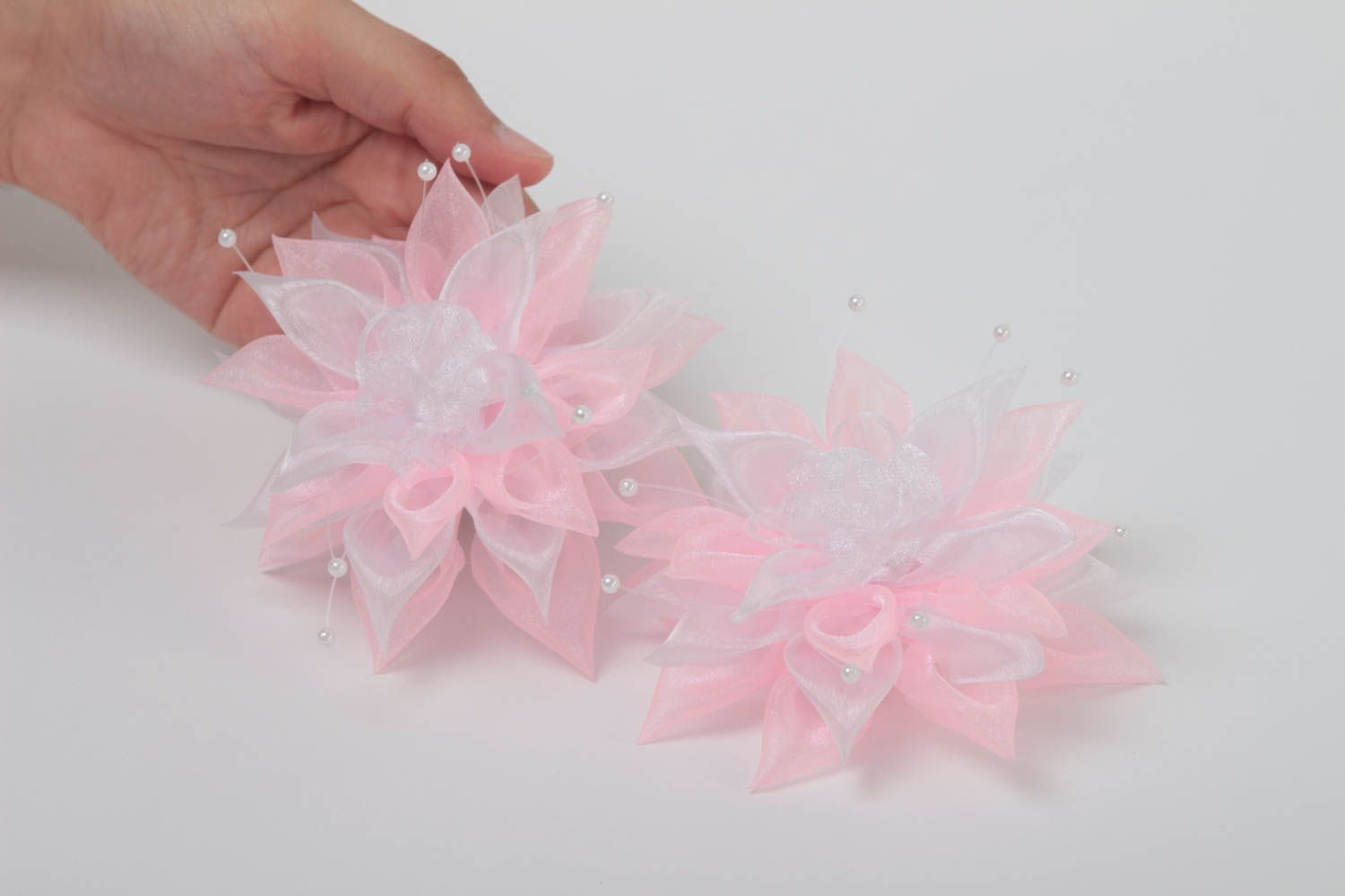 Set of 2 handmade flower hair ties hair scrunchies for kids accessories for girl photo 5
