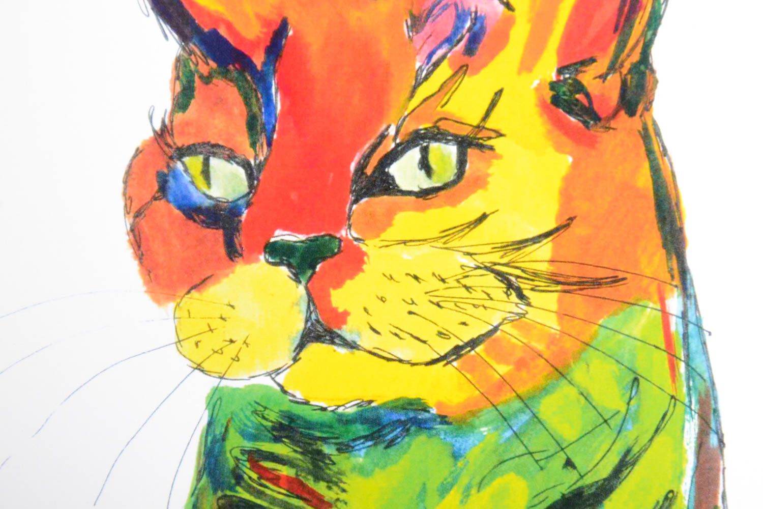 Tableau design Carte de voeux fait main avec chats multicolores Cadeau original photo 4