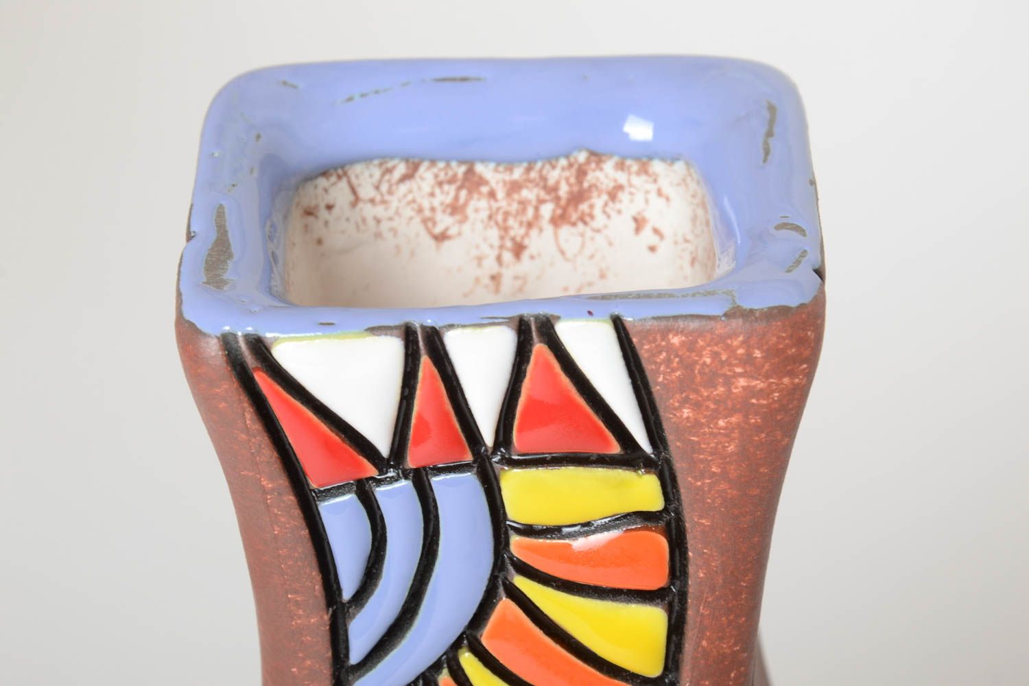 Handmade Keramik Vase Haus Deko originelle ausgefallene Vase bemalt 2 L groß  foto 3