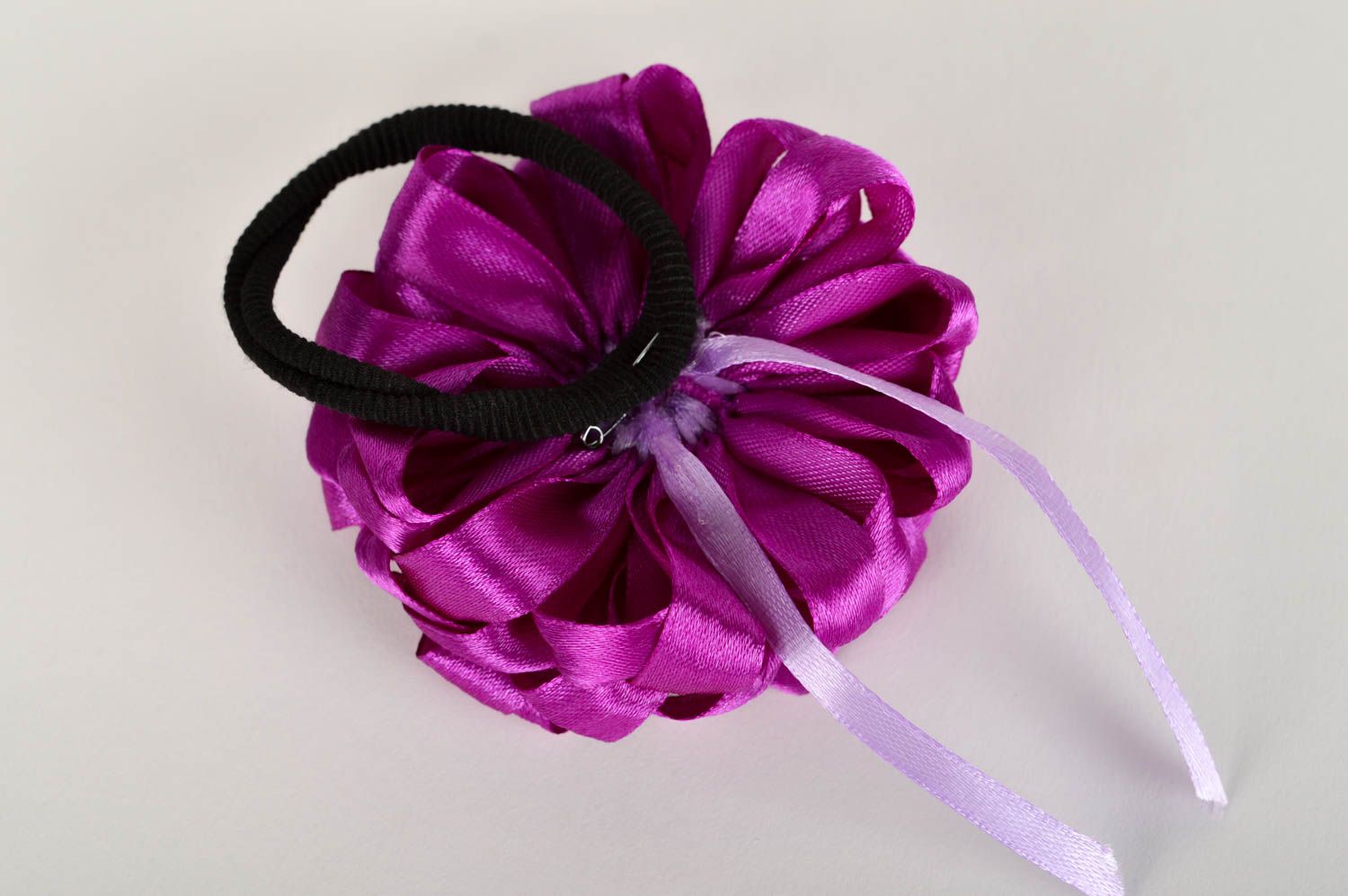 Élastique à cheveux fait main Accessoire cheveux fleur violette Cadeau femme photo 2