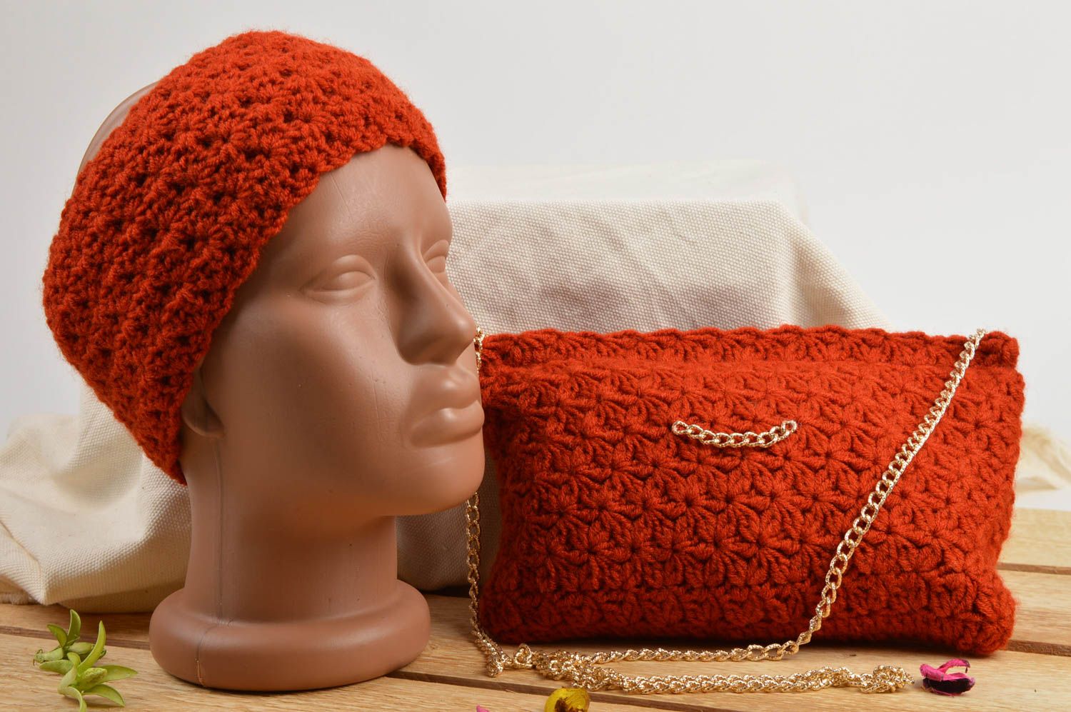 Tasche aus Stoff handmade Haar Band gehäkelte rote Tasche für Frauen schön foto 1