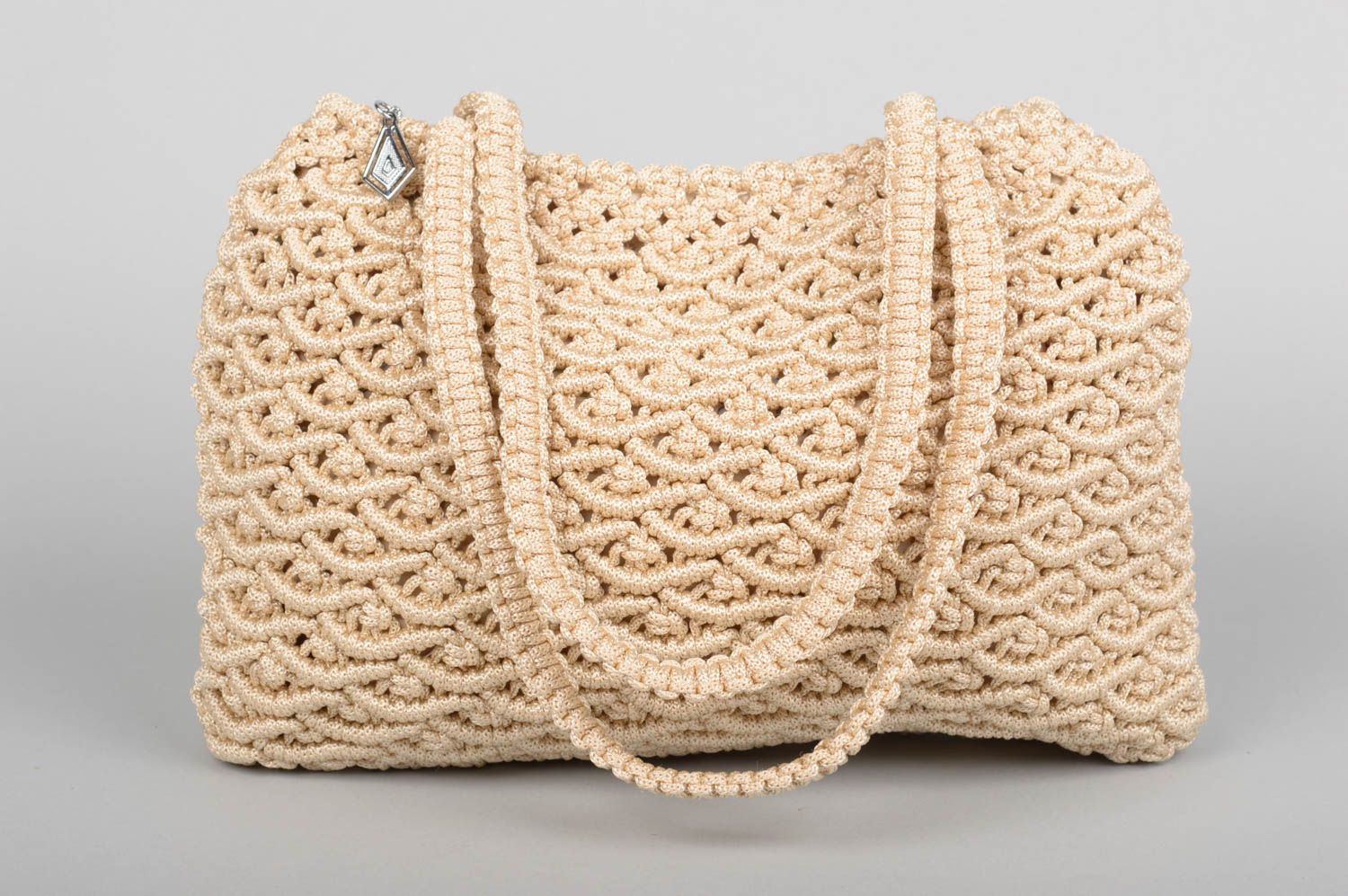 Bolso artesanal de cuerdas color beige regalo para mujeres accesorio de moda foto 1