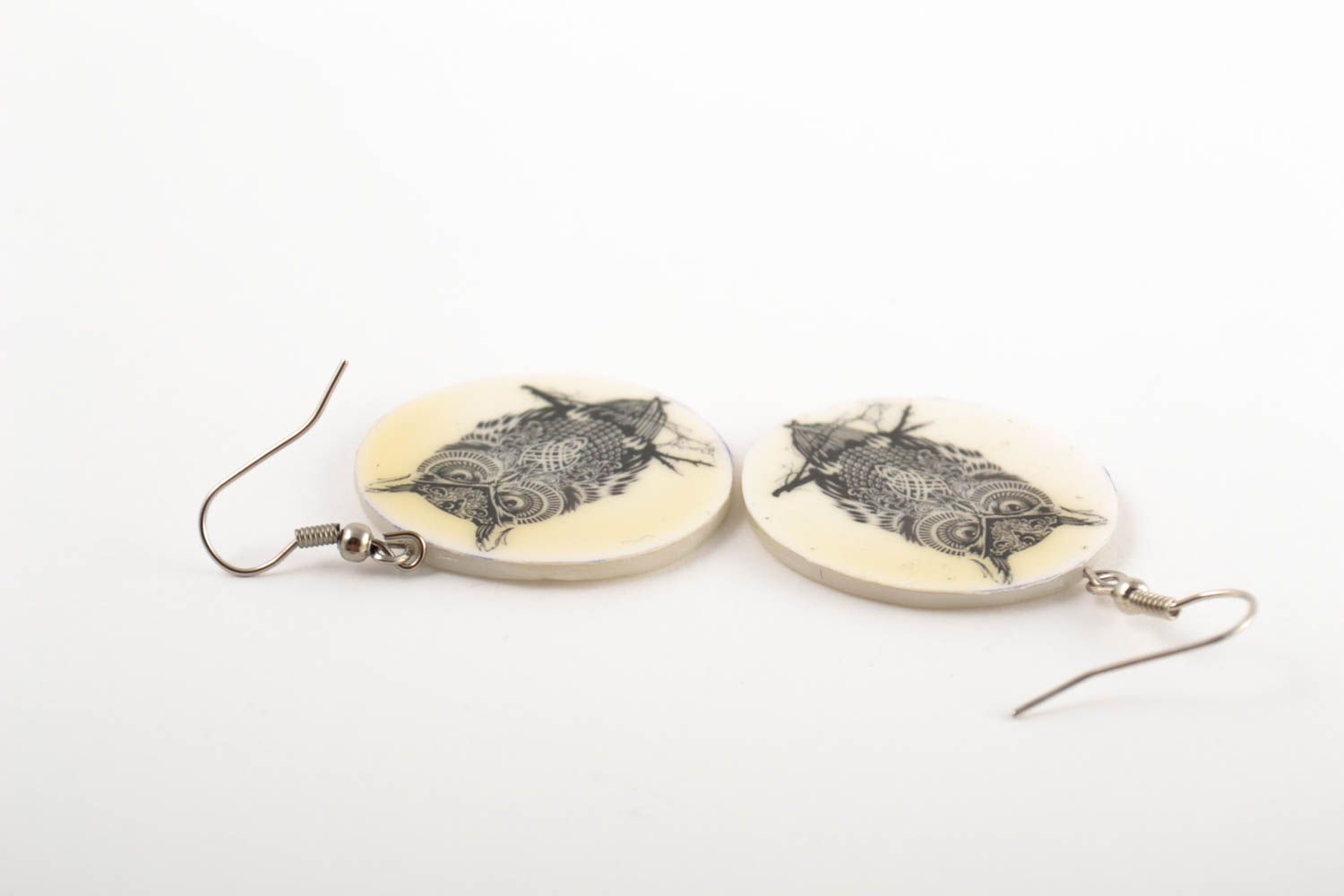 Модные серьги украшение ручной работы серьги из полимерной глины с совушками фото 4