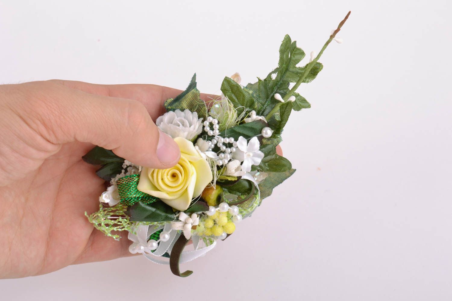 Fleurs artificielles pour barrette ou broche faites main fourniture originale photo 2