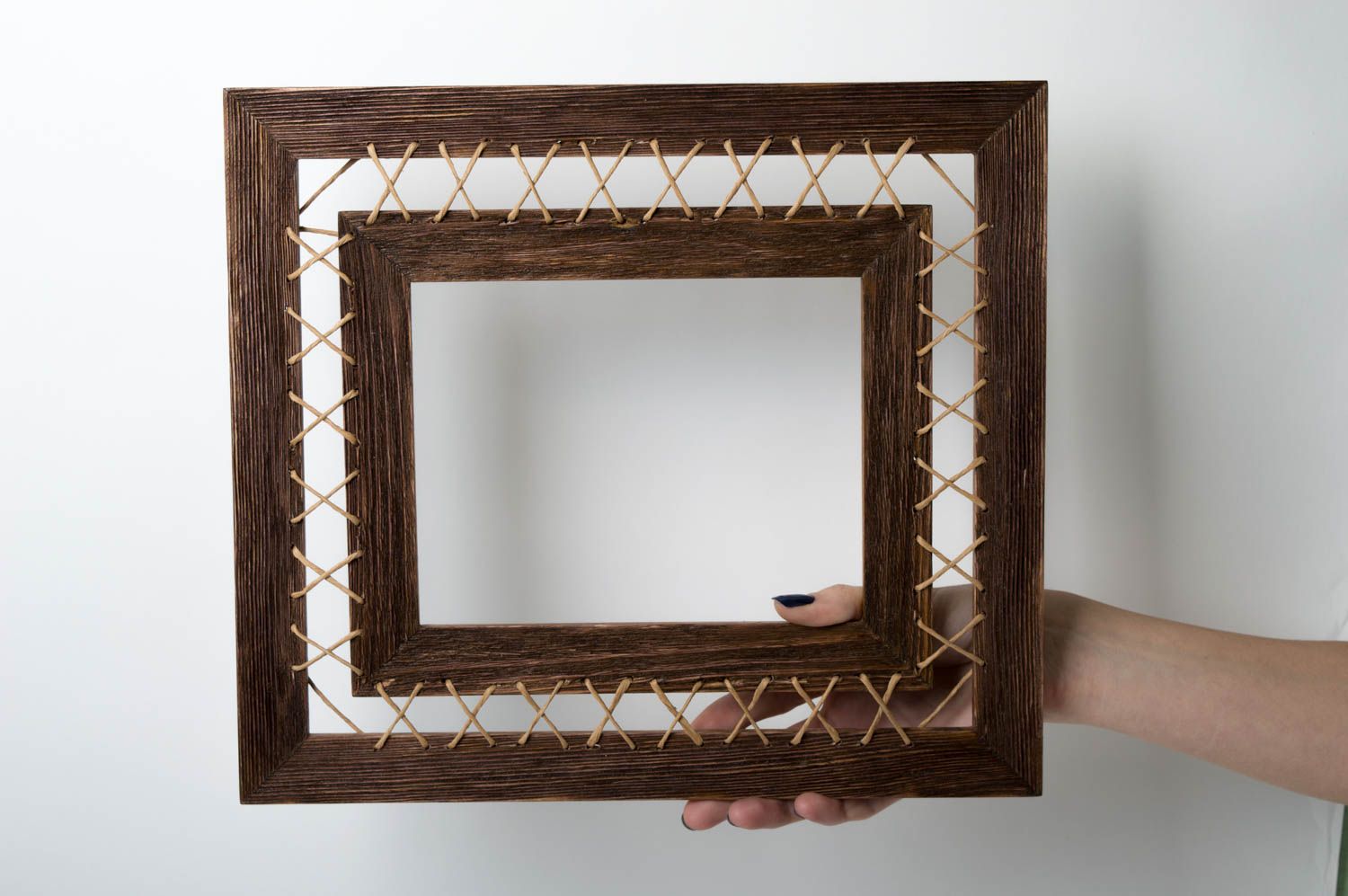 Cadre photo rectangulaire en bois fait main design original Déco maison photo 5