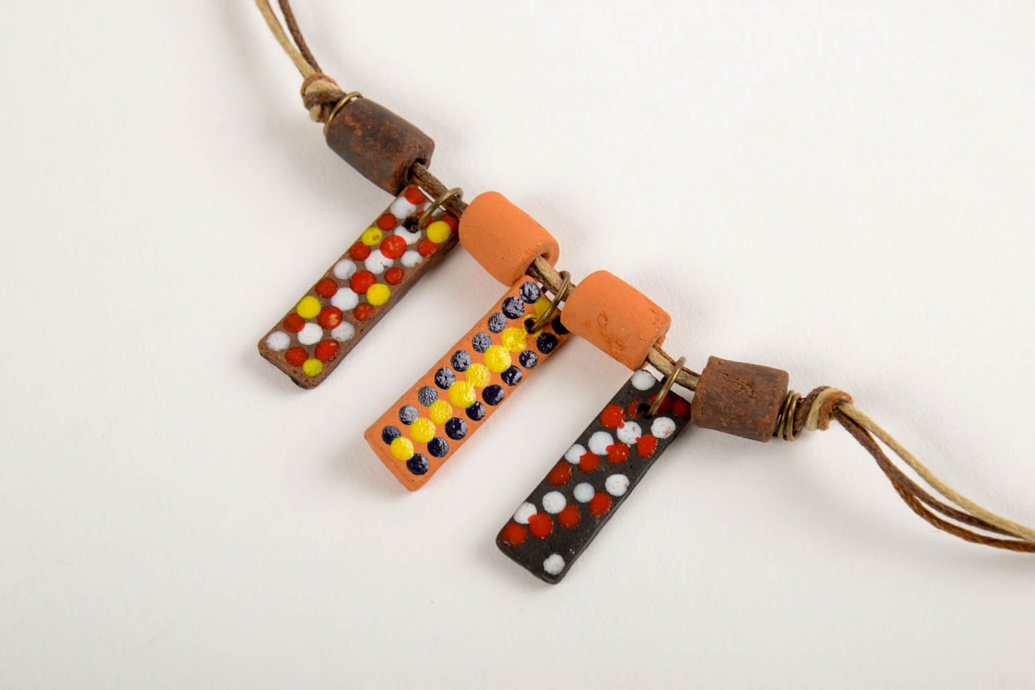 Handmade beaded necklace unusual stylish accessory ceramic necklace gift photo 4