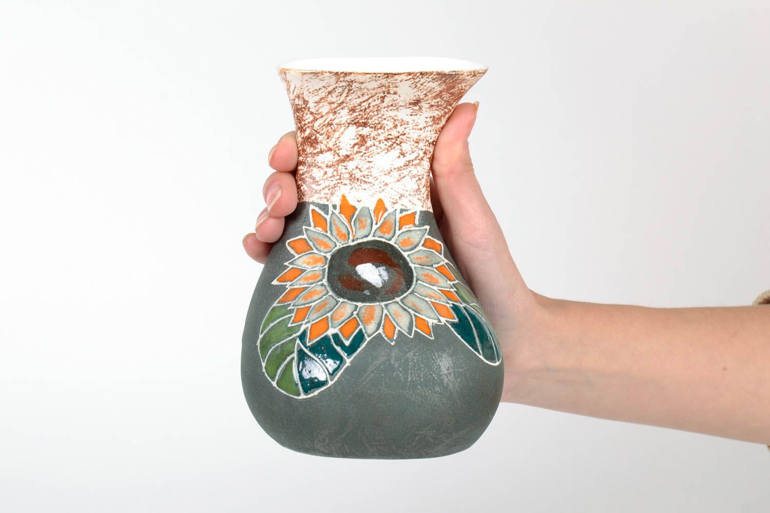 Keramische Vase Sonnenblume foto 2