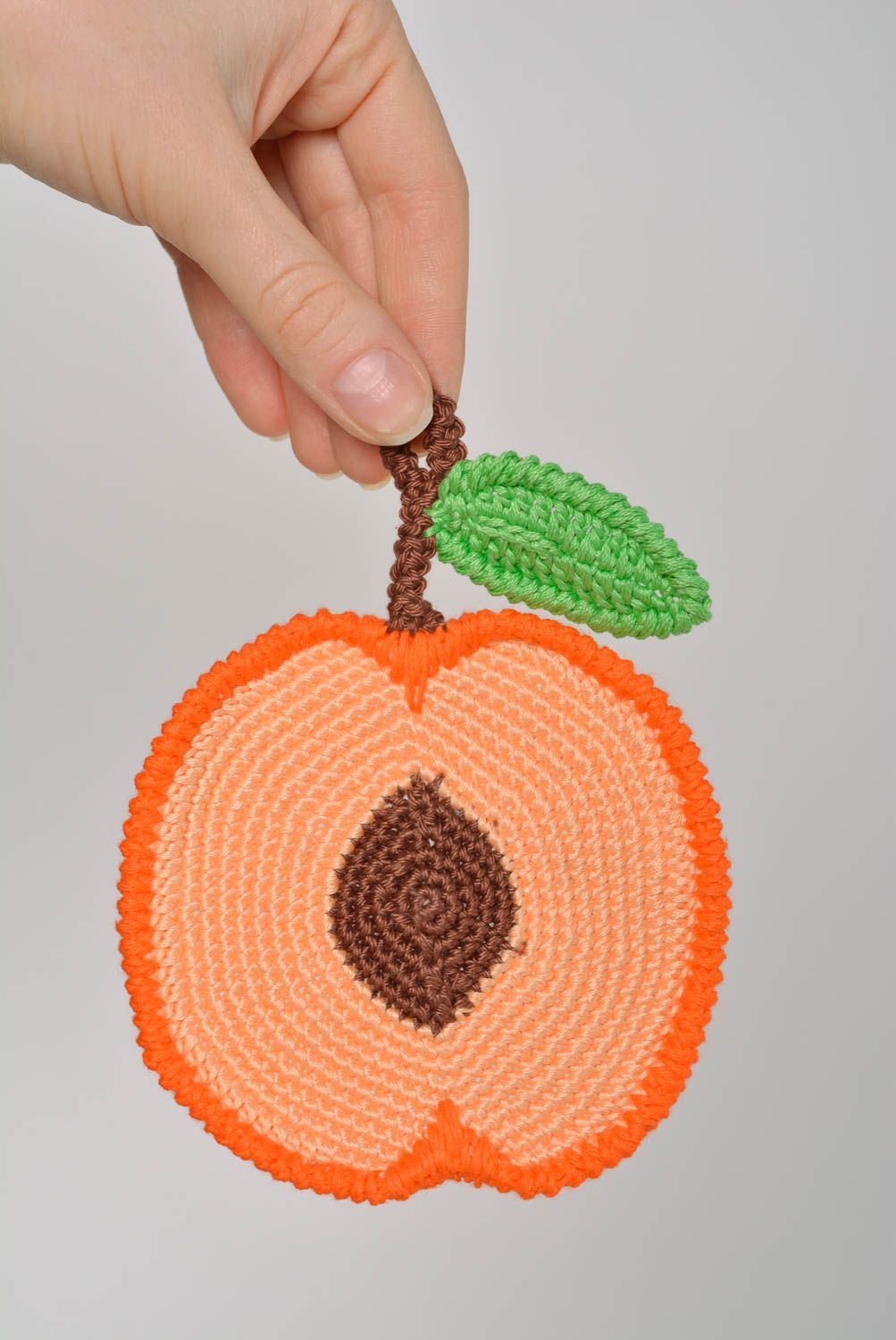 Dessous-de-verre au crochet fait main Accessoire cuisine coton viscose orange photo 4
