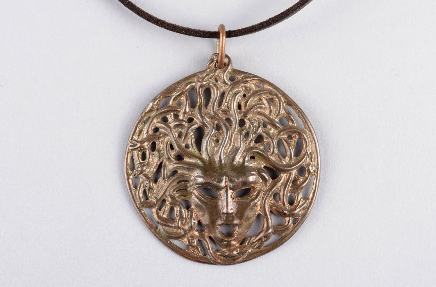 Handmade stylish female pendant unusual bronze jewelry elegant accessory photo 5
