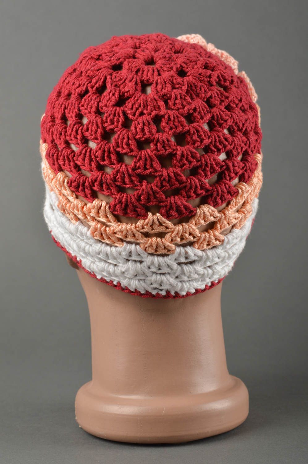 Bonnet au crochet fait main Chapeau tricot chaud d'hiver fleur Vêtement enfant photo 2