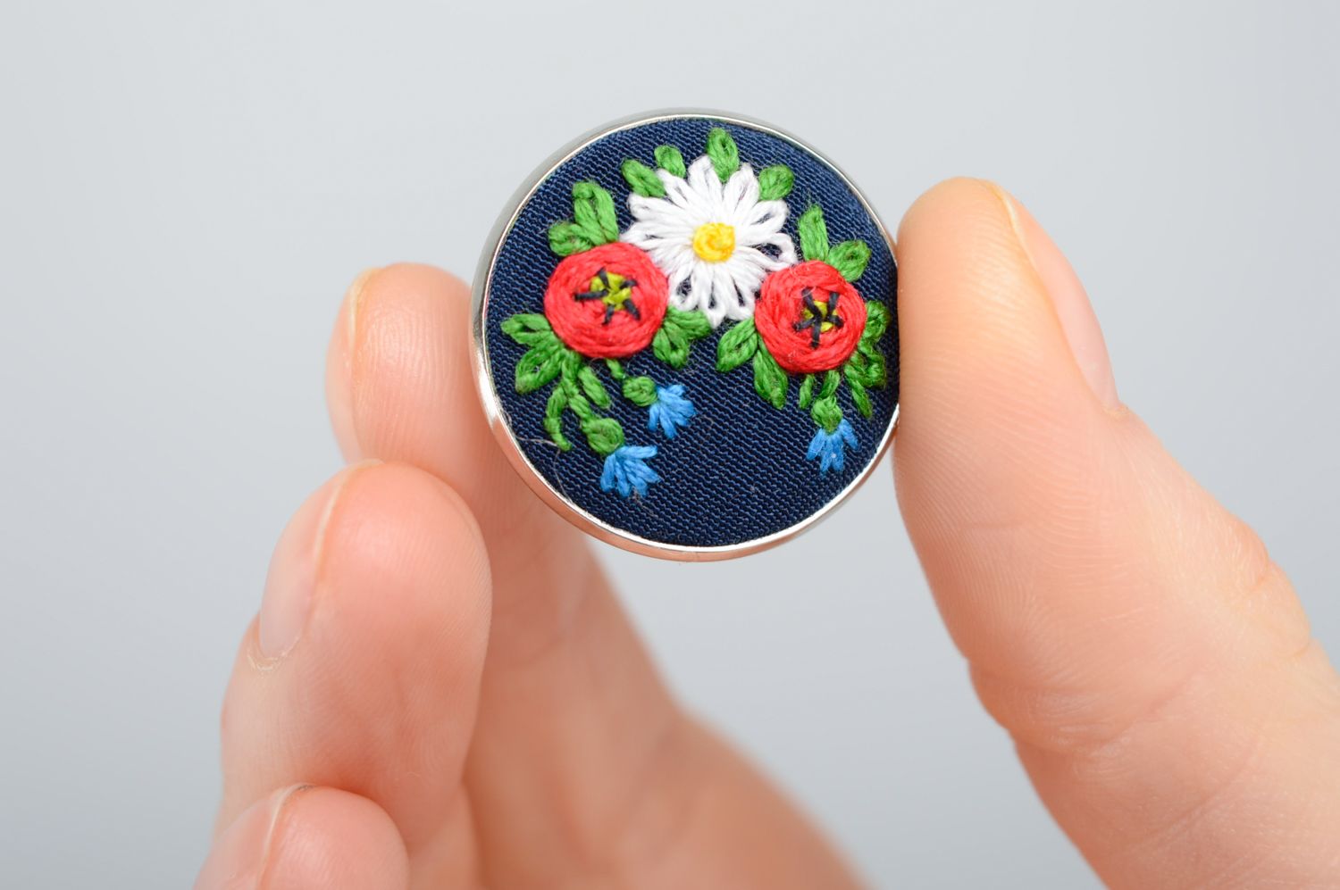 Runder Damen Ring mit Blumen Rokoko Stickerei  foto 3