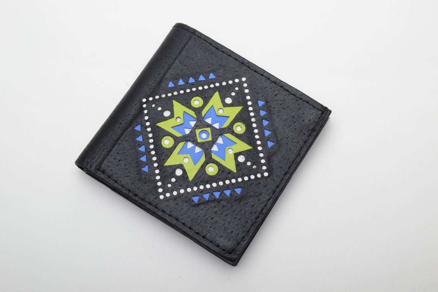 Genuine leather wallet with ornament photo 3
