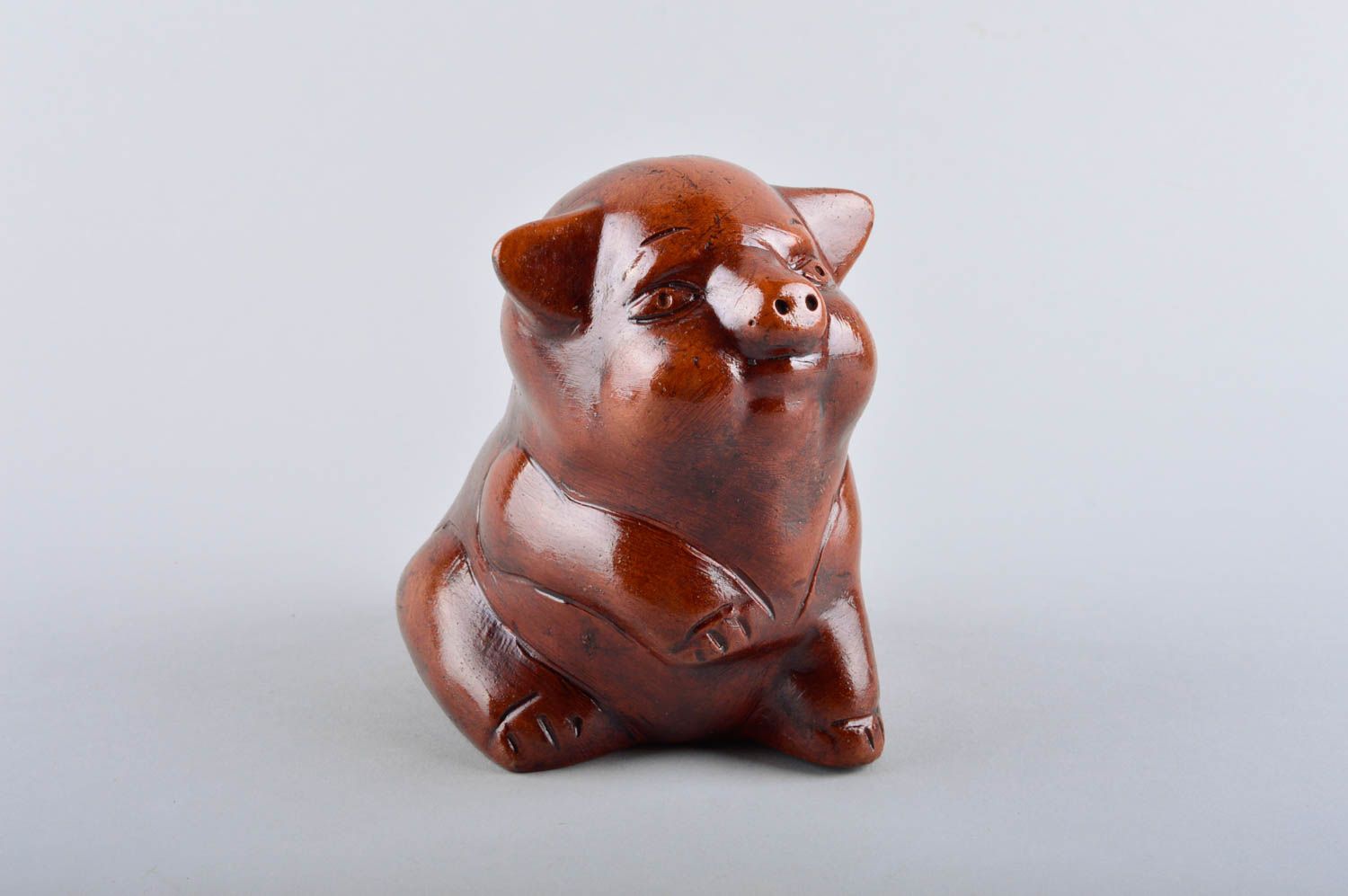 Originelle Spardose handgemachte Keramik Miniatur Spardose Schwein für Dekor  foto 2