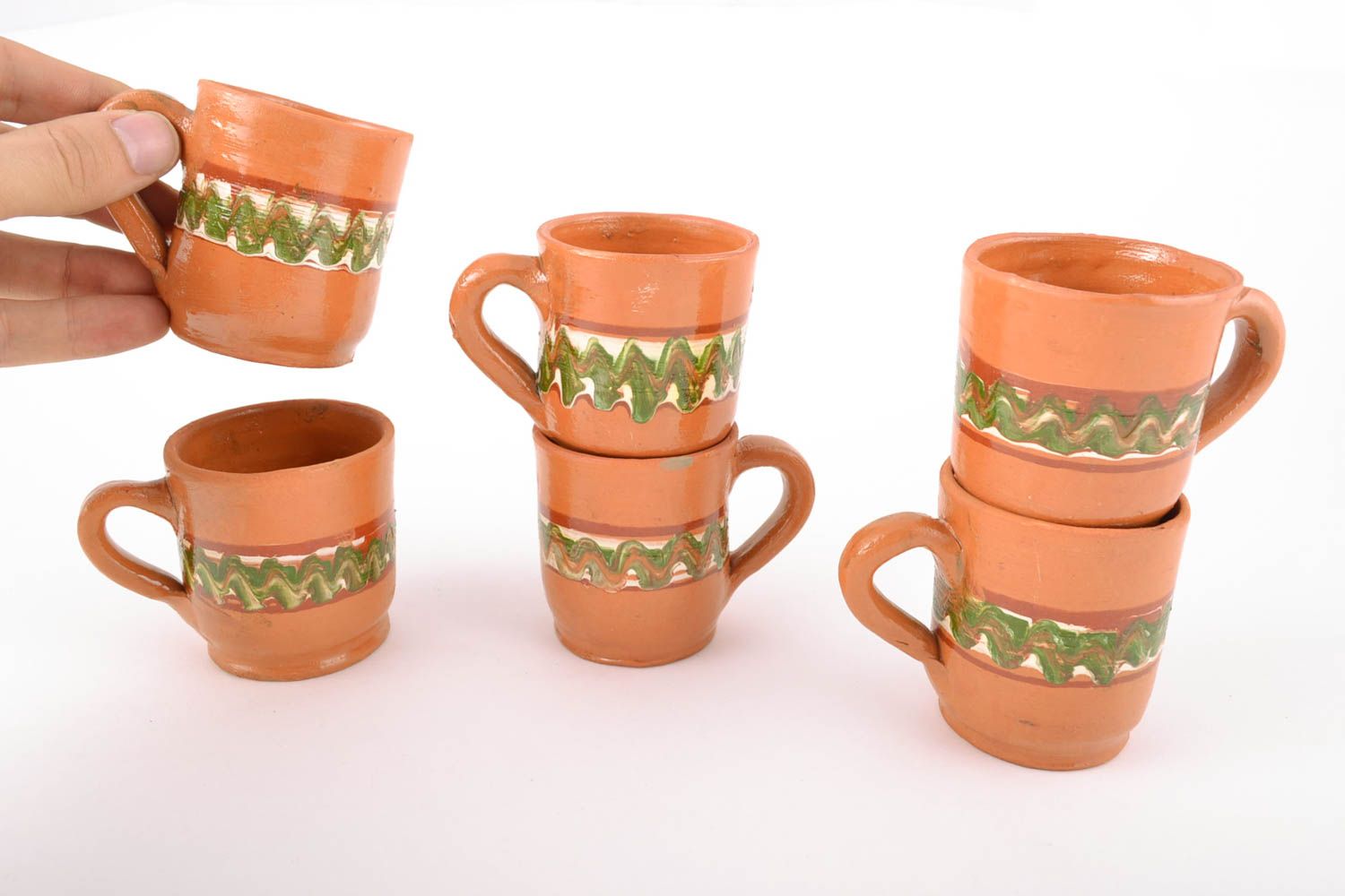 Set de tasses à café en céramique peintes faites main 6 pièces 10 cl de design photo 2
