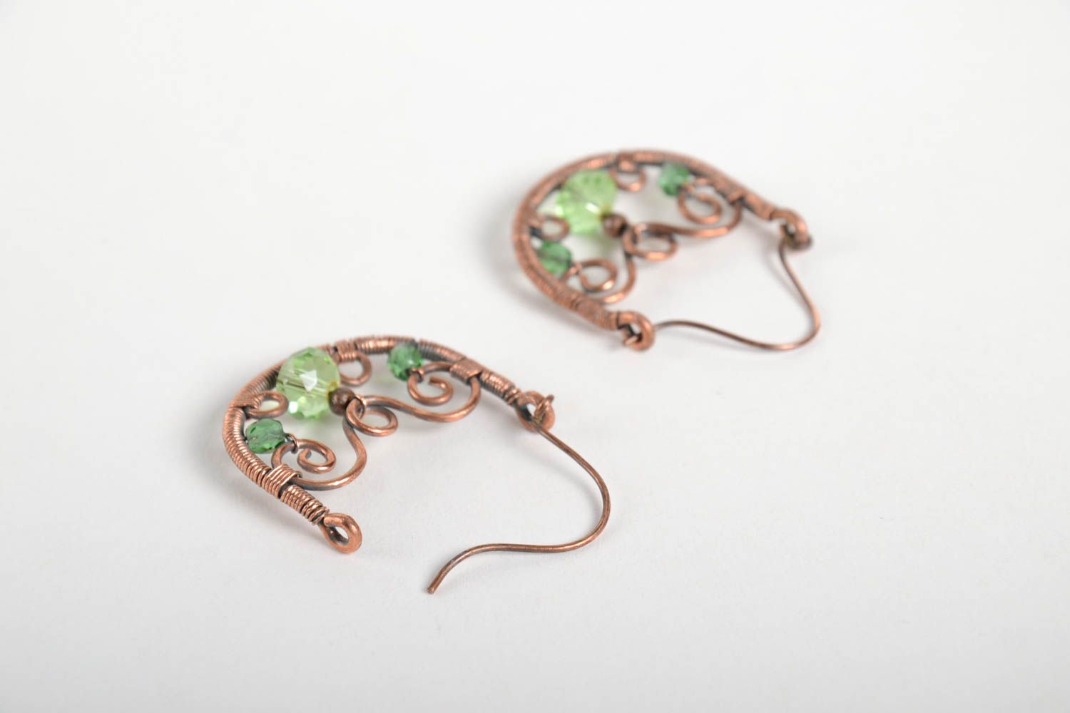Metall Ohrringe handgemachter Schmuck Ohrringe für Damen aus Kupfer mit Perlen foto 3