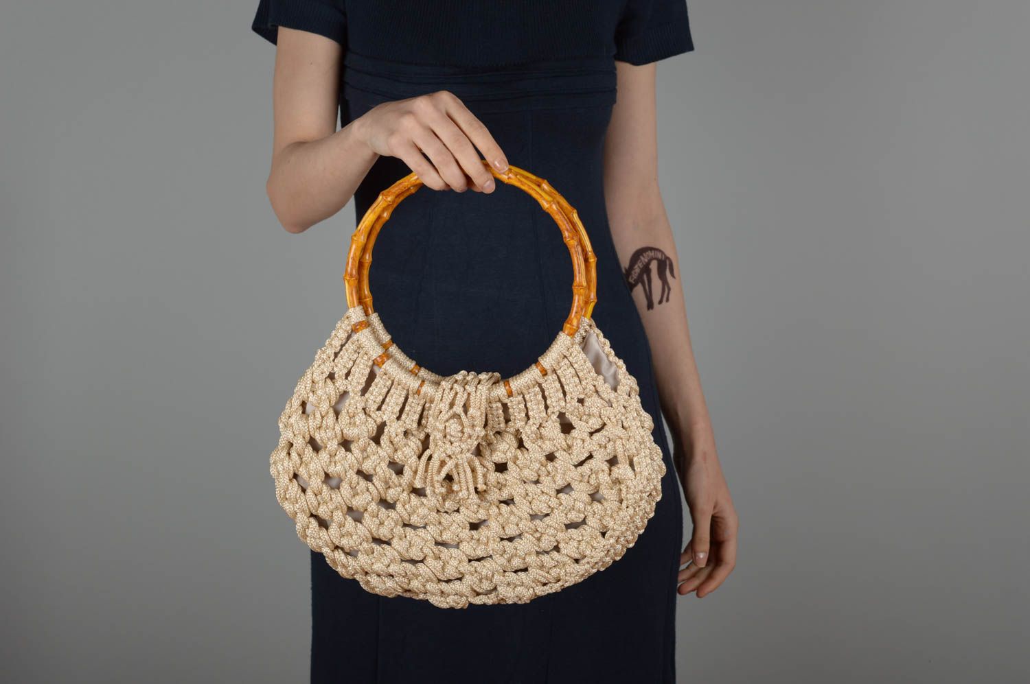 Unusual handmade woven macrame bag shoulder bag handbag design gifts for her photo 5