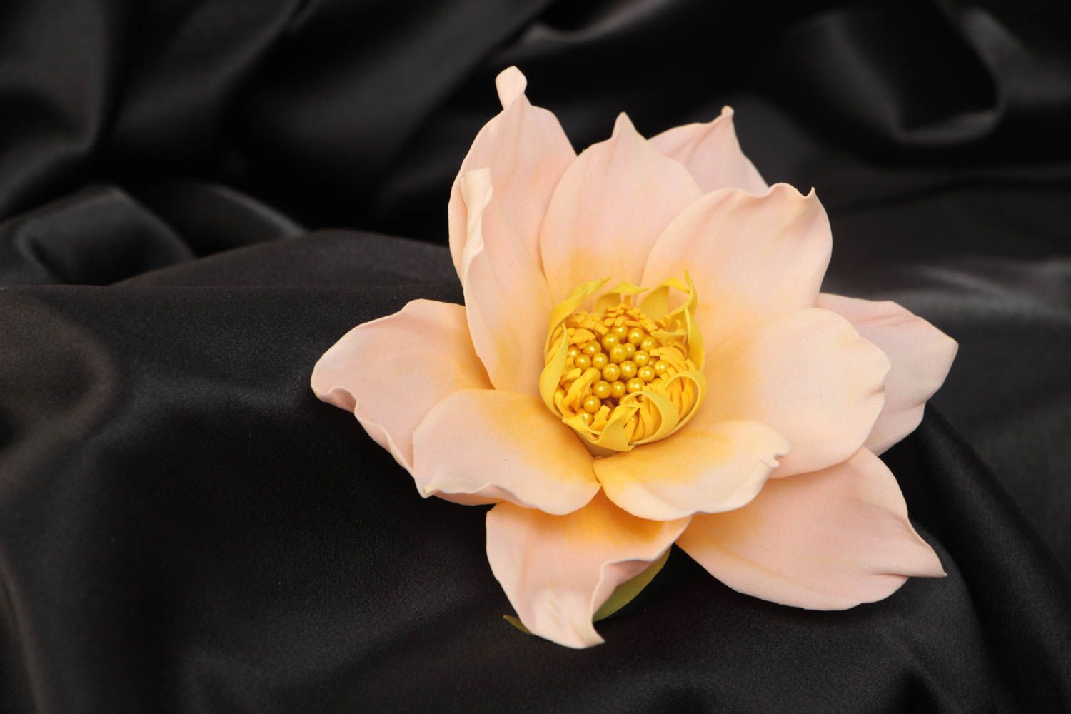 Beautiful handmade designer pink foamiran flower brooch textile accessories photo 1