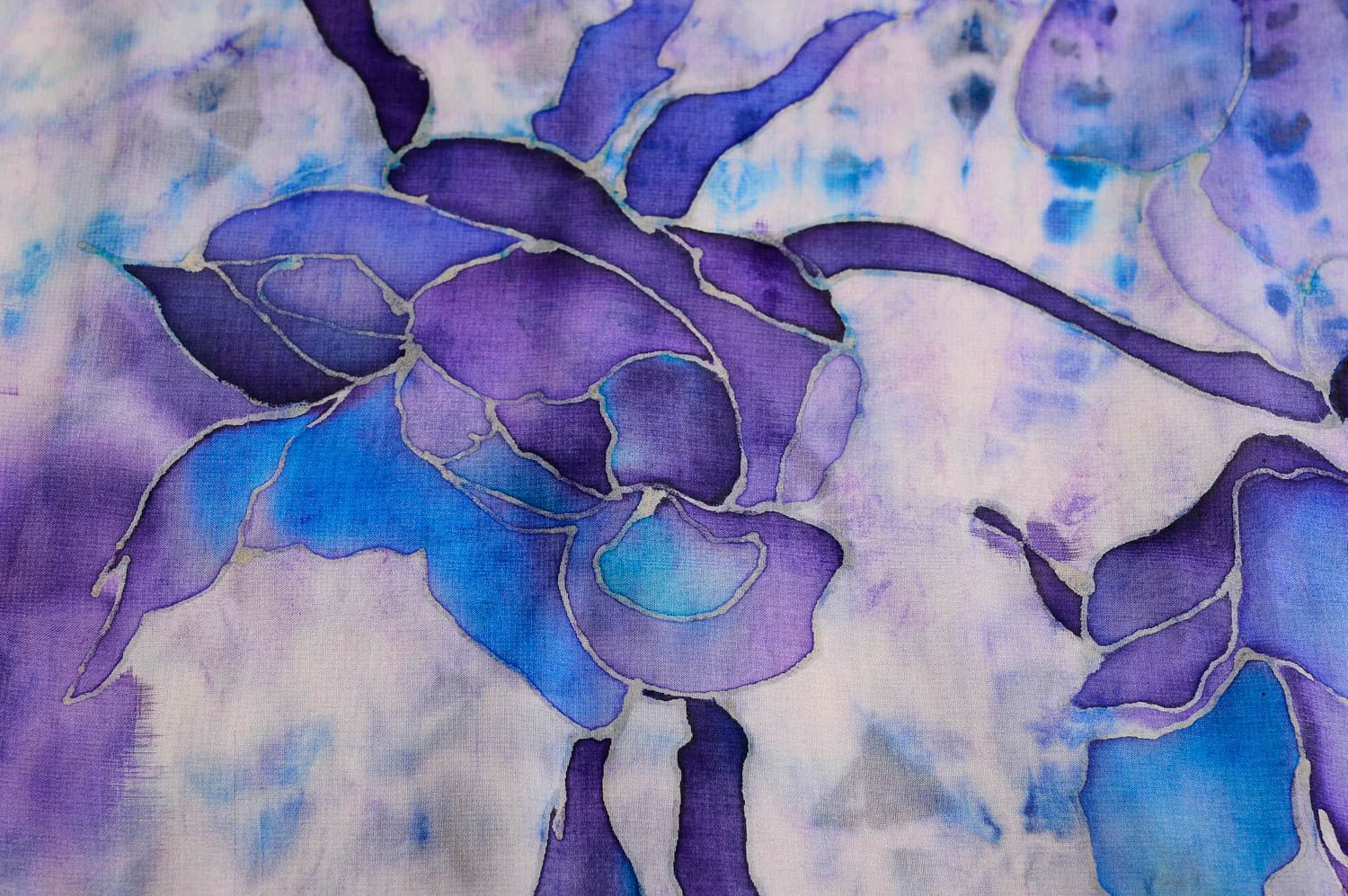 Фиолетовый шарф ручной работы шифоновый шарф авторский женский шарф необычный фото 4