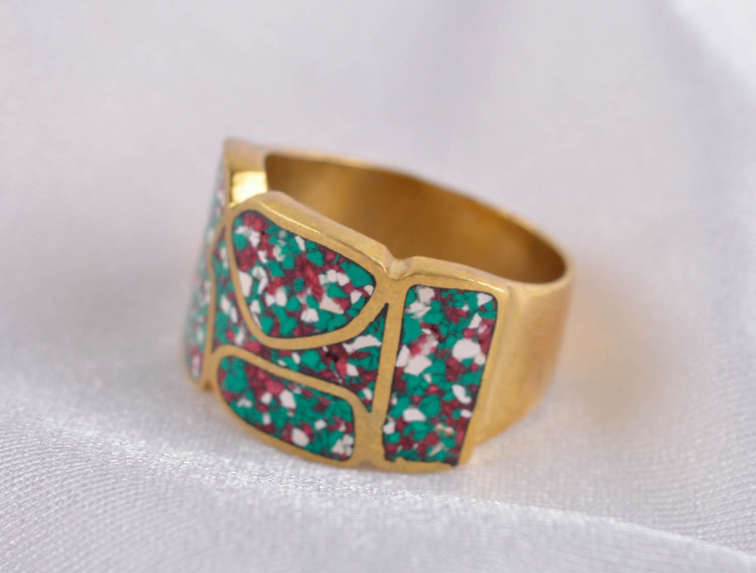 Кольцо ручной работы украшение из латуни модное кольцо стильное широкое фото 1
