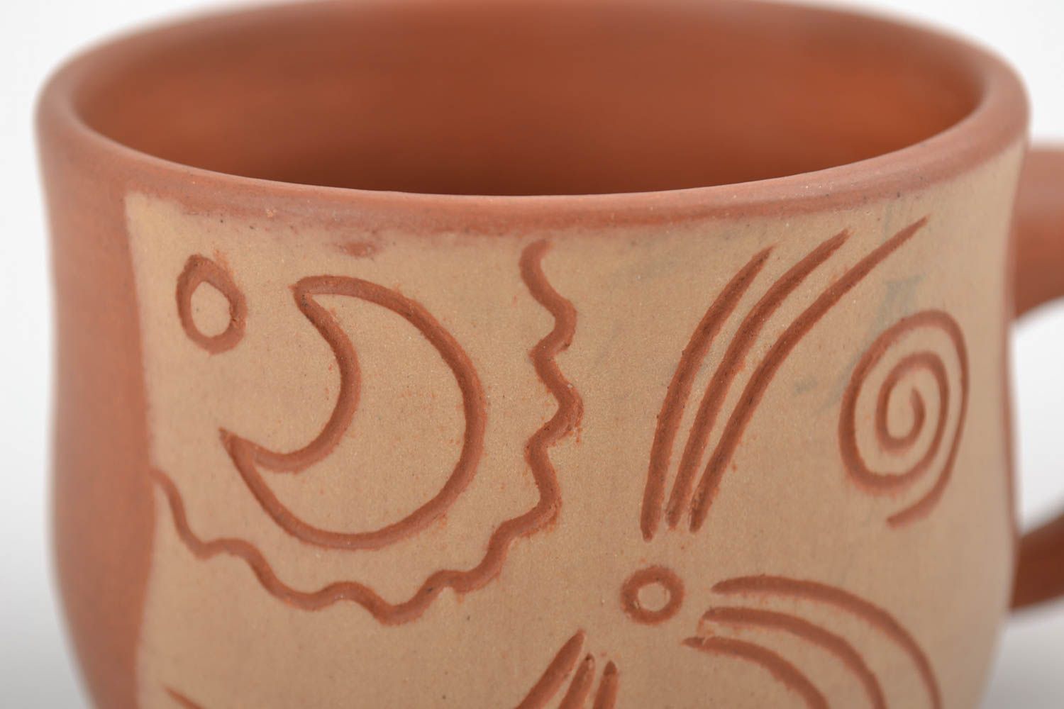 8 oz ceramic coffee cup with cave drawings and handle photo 5