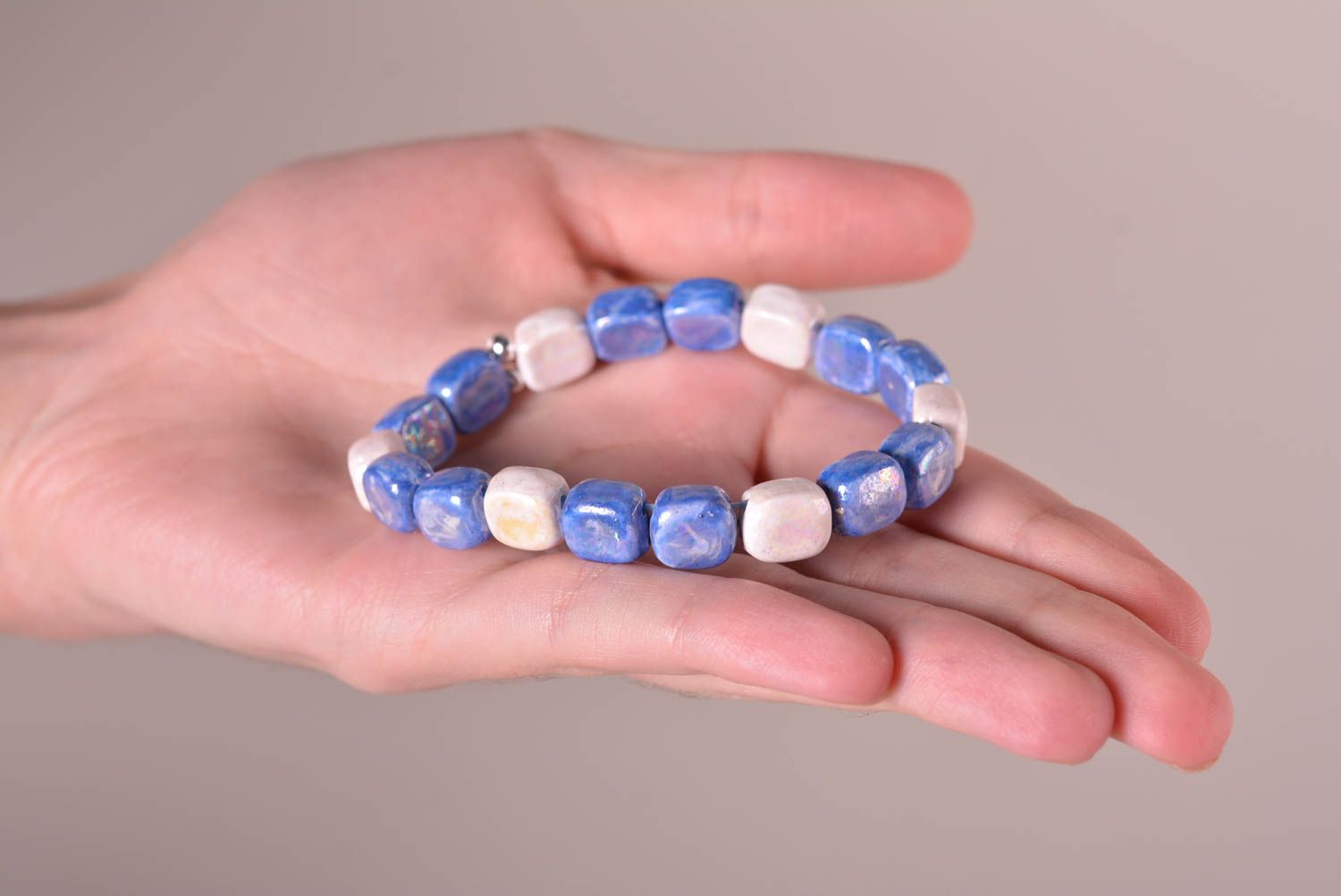 Bracelet artisanal fait main Bijou en porcelaine Accessoire pour femme photo 5