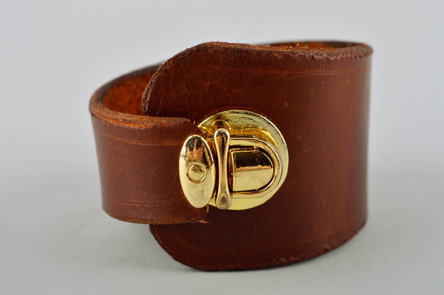 Кожаный браслет ручной работы браслет на руку коричневый украшение из кожи фото 3