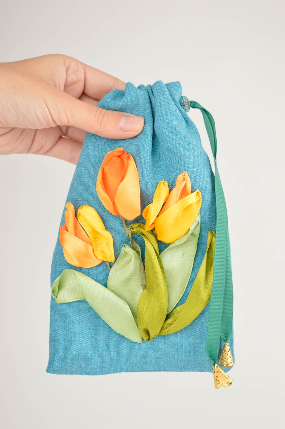 Декоративный мешочек ручной работы мешочек для украшений мешочек из ткани фото 1
