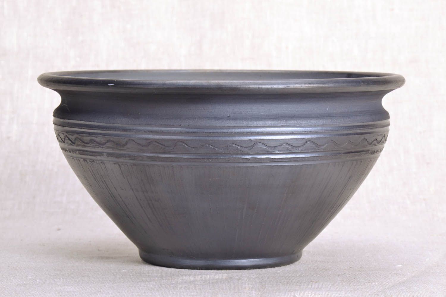Large ceramic dark color bowl 10 inches wide 3 lb photo 2
