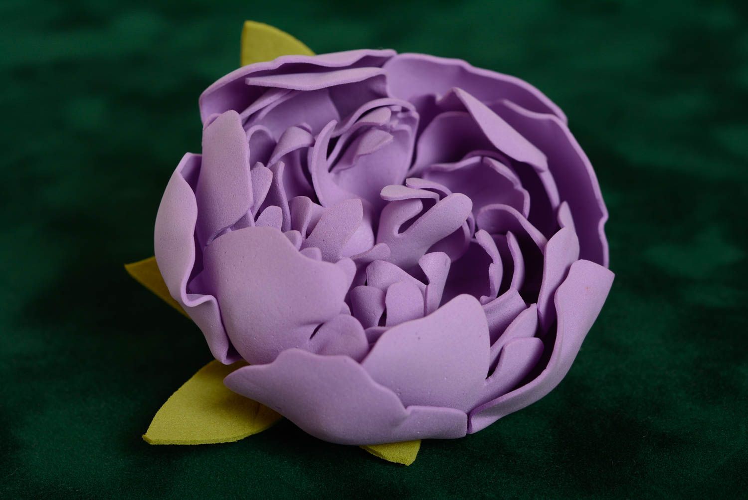 Handmade brooch hairpin made of foamiran beautiful purple designer flower photo 5