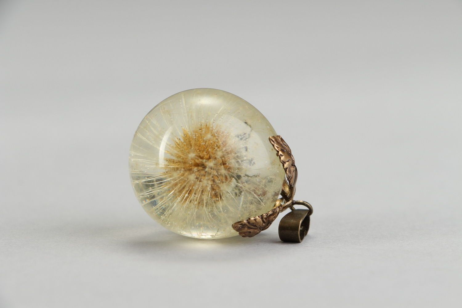 Pendant made of real dandelion photo 2