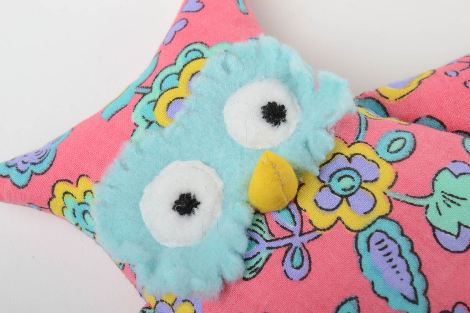Handmade decorative soft toy owl made of calico and fleece funny gift for child  photo 3