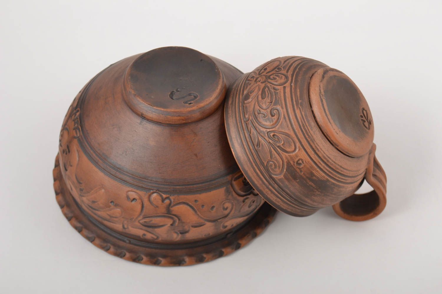 Керамическая посуда ручной работы глиняная посуда чашка и миска набор посуды фото 3