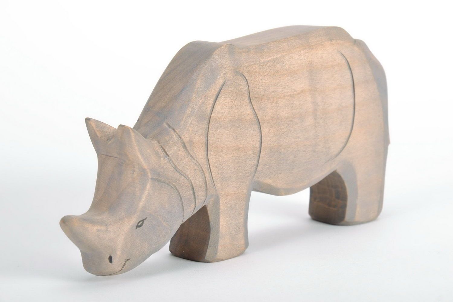 Figurine rhinocéros Jouet en bois fait main original Décoration d'intérieur photo 1