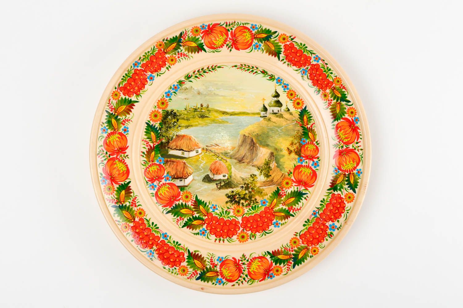 Декор на стену ручной работы декоративная тарелка с Петриковкой расписная посуда фото 4