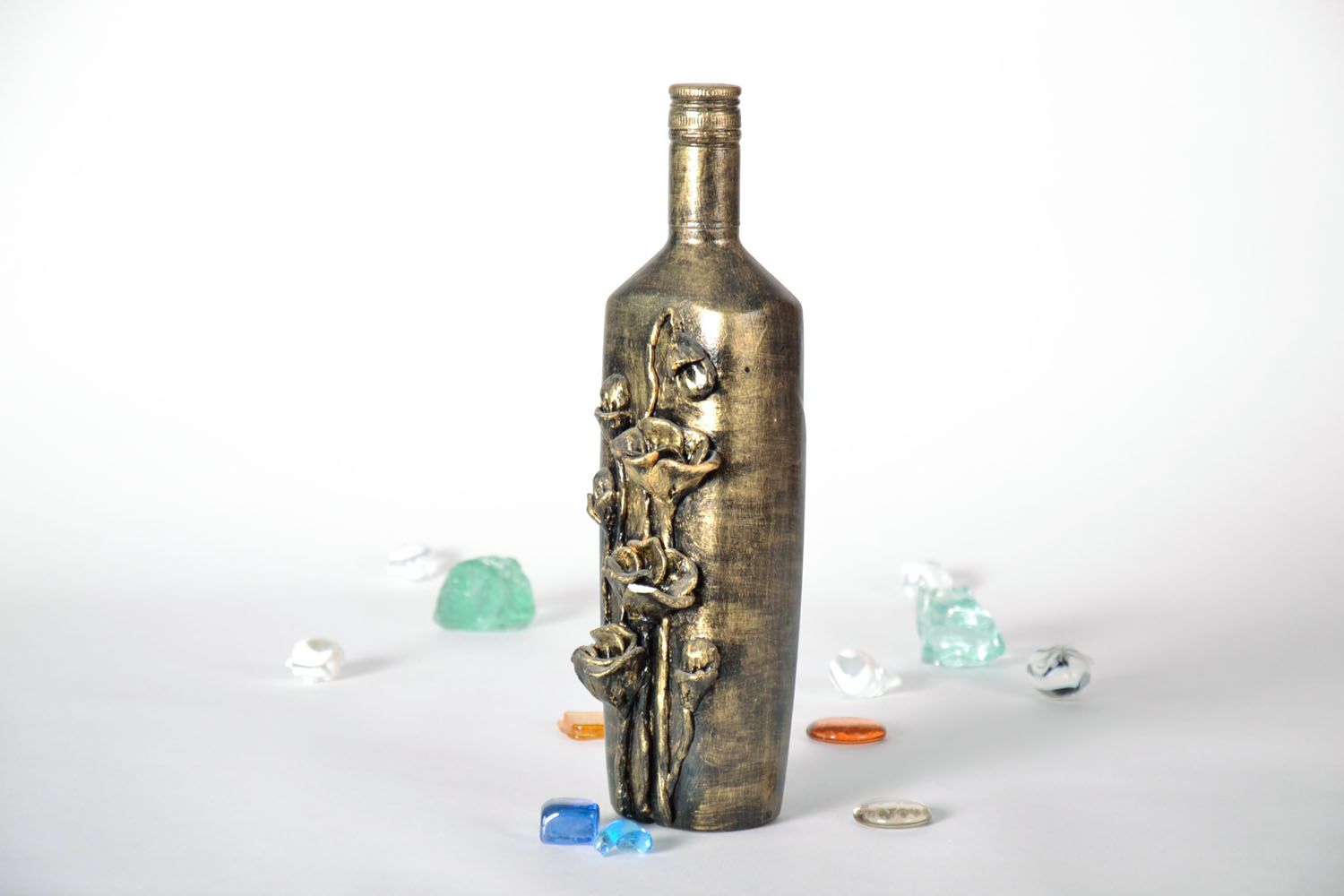 Decorative bottle of bronze color photo 1