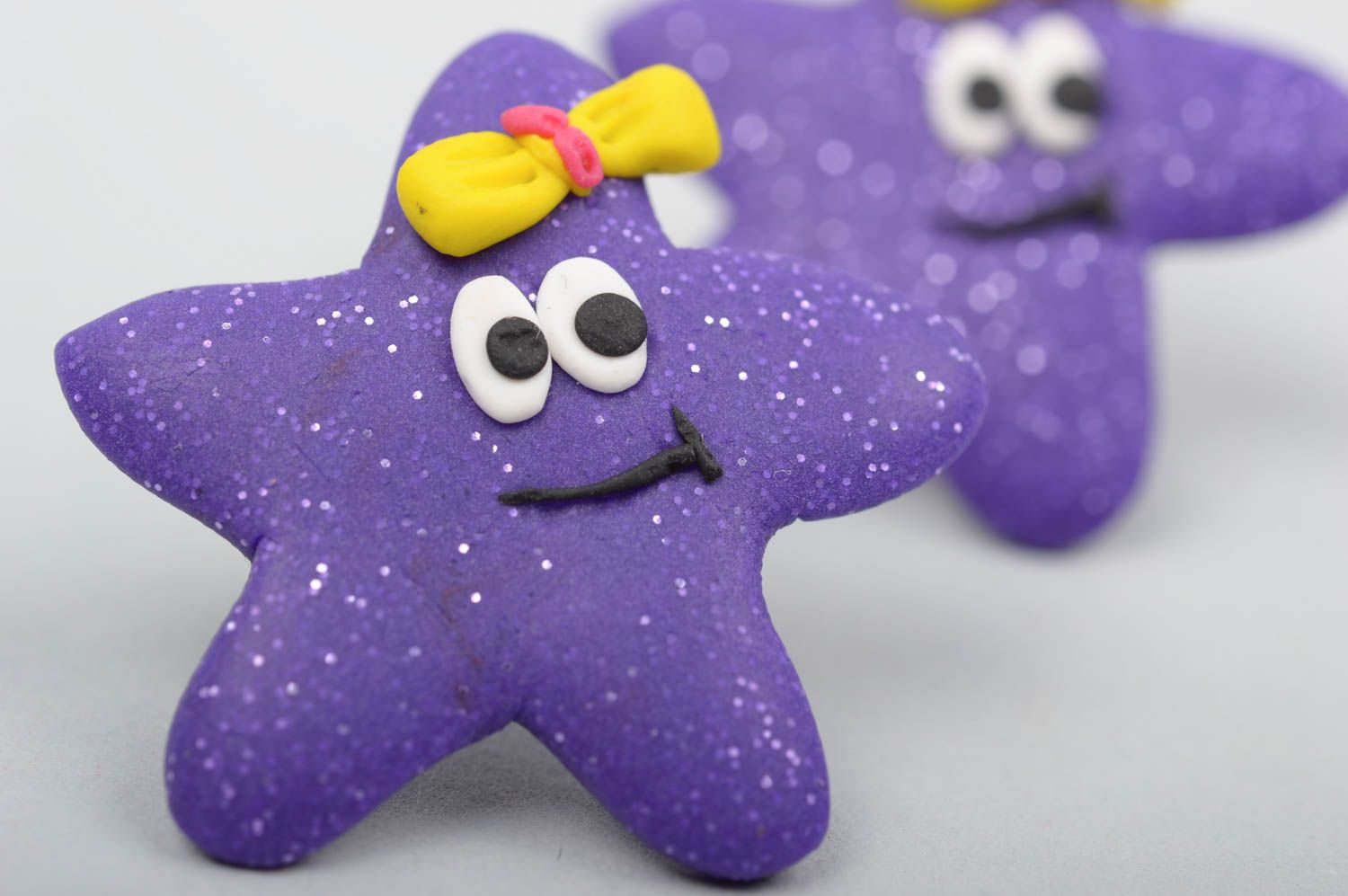 Boucles d'oreilles étoiles de mer Bijou fait main violet puces Cadeau pour ado photo 4
