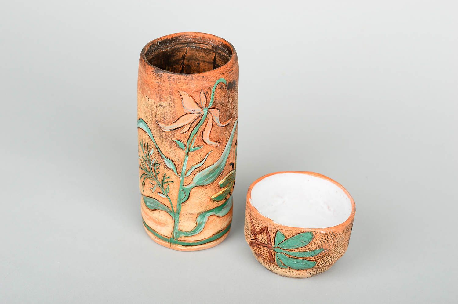 Керамическая чашка ручной работы керамическая ваза для цветов декор для дома фото 3