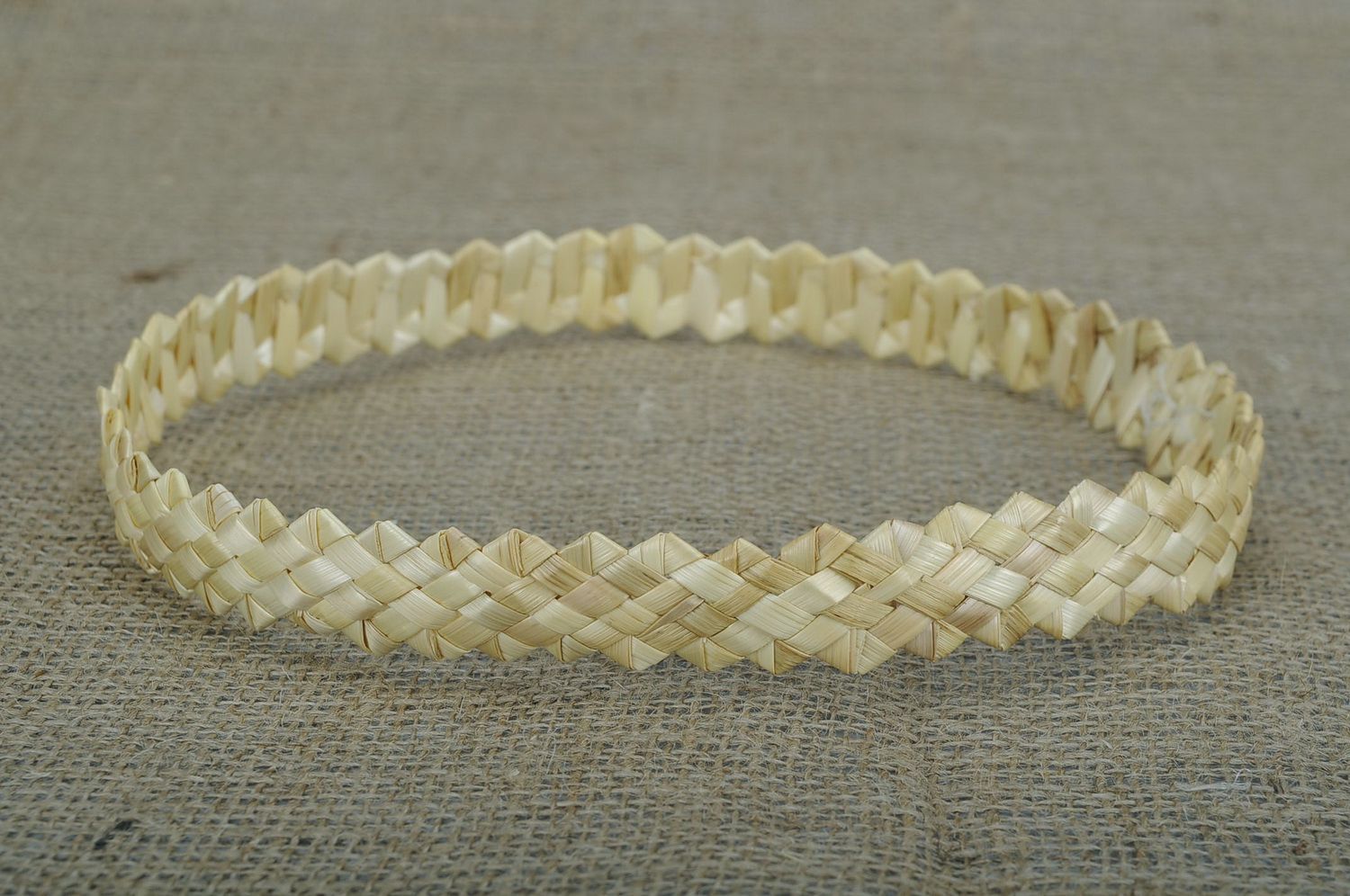 Wide braided ring from steamed straw photo 1