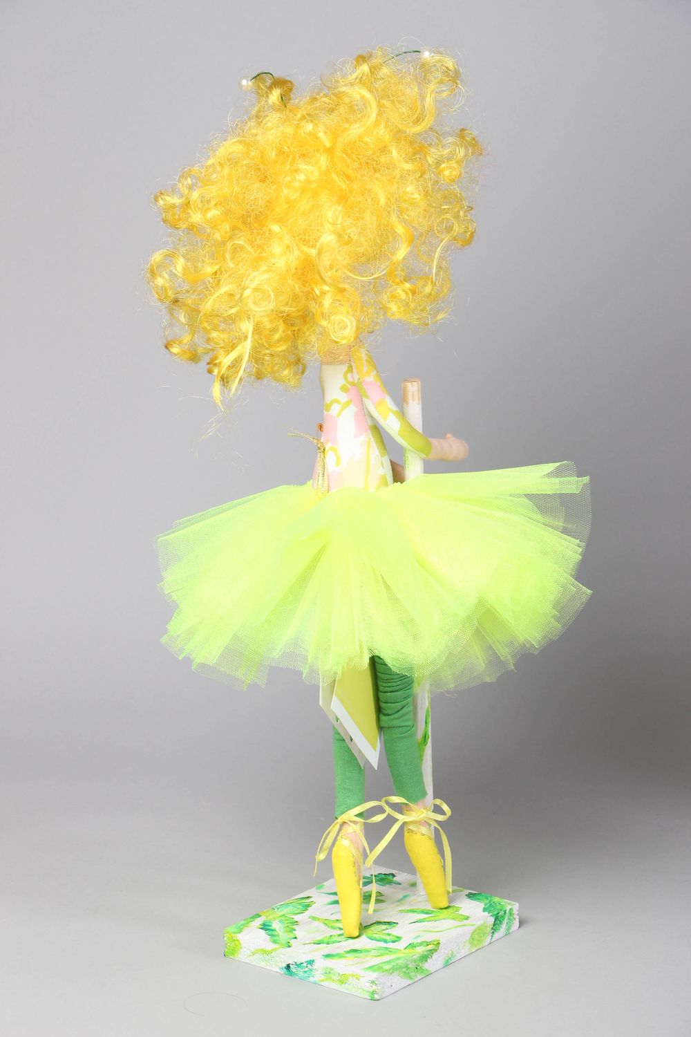 Handmade designer soft doll with stand Ballerina in Yellow photo 3