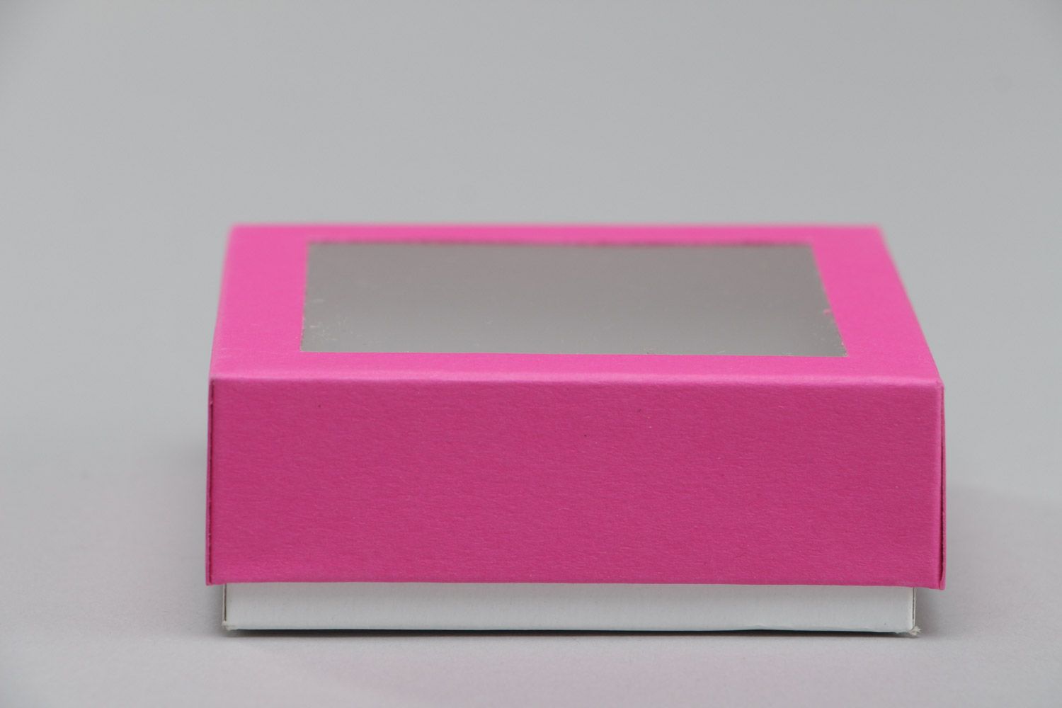 Künstler handmade pink Geschenkkarton mit durchsichtigem Deckel quadratisch foto 2