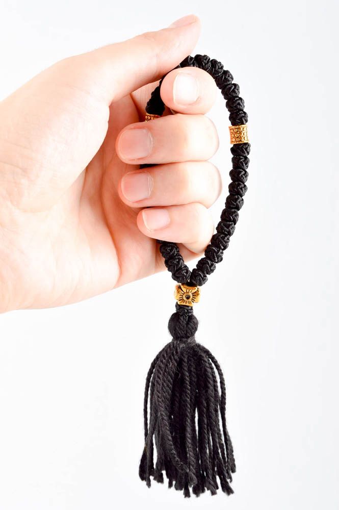 Perlenkette Christ in Schwarz handmade Kette Rosenkranz Gebetskette Christen foto 5