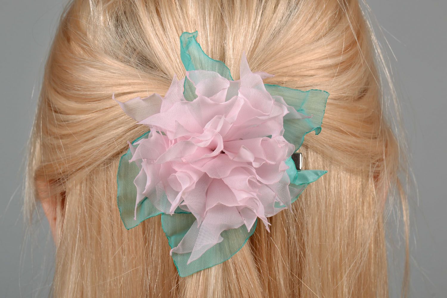 Haarspange Textil mit Blumen foto 1