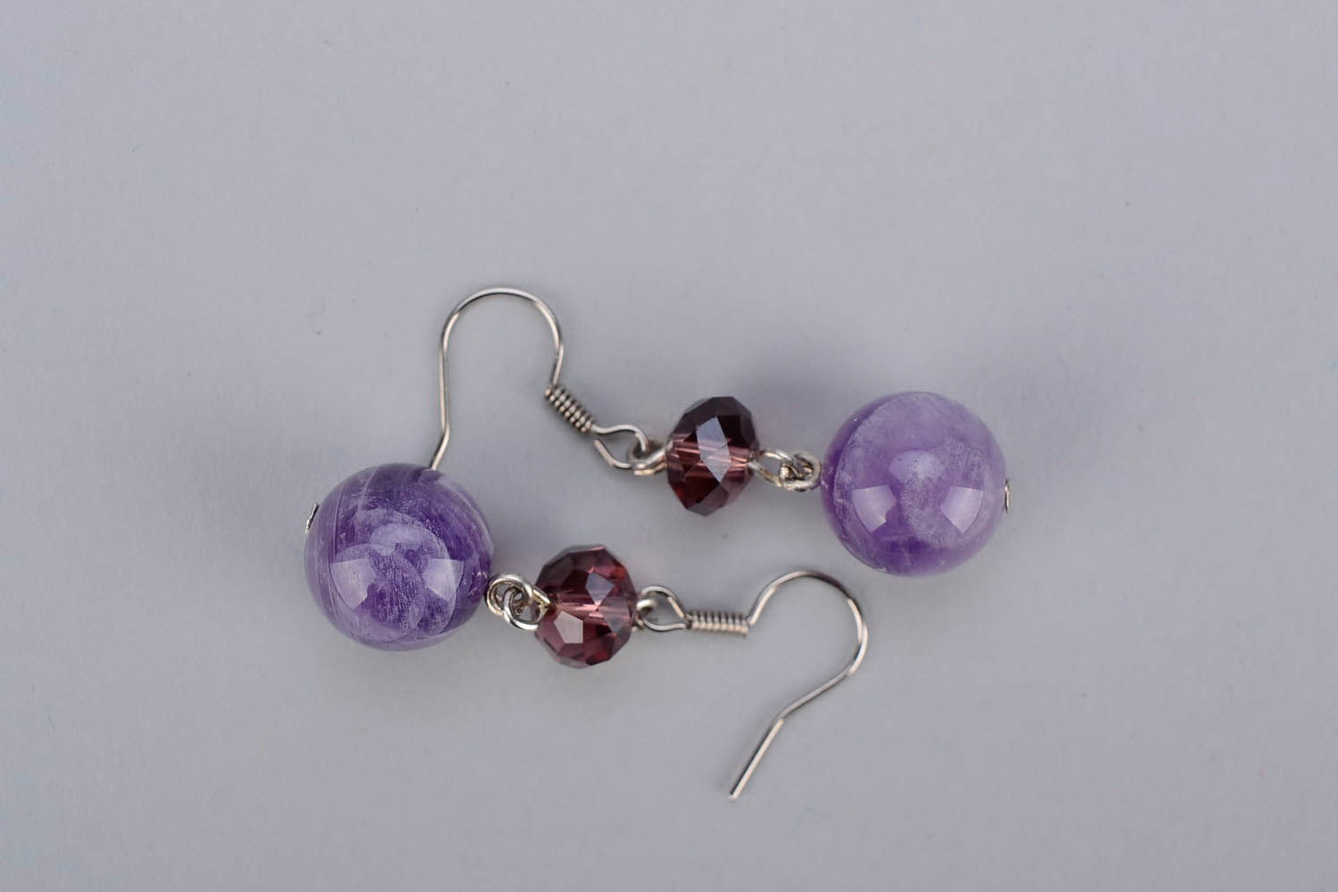 Ball earrings with amethyst photo 4